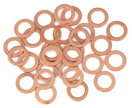 A ABSOPRO Rame Rondella 10 x 16 x 1.5mm Piatto Sigillante Guarnizione anellos (Set di 30)