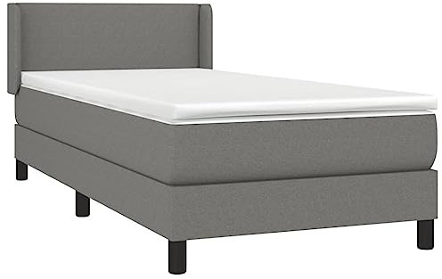 vidaXL Boxspringbett mit Matratze Bett Einzelbett Polsterbett Bettgestell Bettrahmen Lattenrost Hotelbett Schlafzimmerbett Dunkelgrau 100x200cm Stoff
