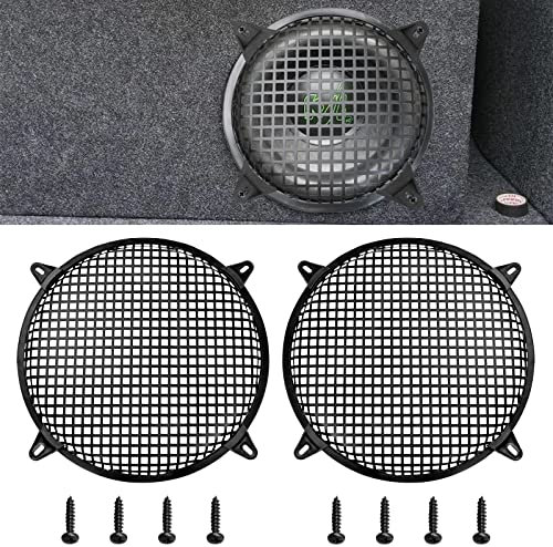 Tongze 30,5 cm Lautsprecher-Grillabdeckung: Auto-Audio-Lautsprecher-Grillabdeckung, Subwoofer-Metallgitter-Waffel-Grill-Abdeckung mit Gummirahmen (2 Stück)
