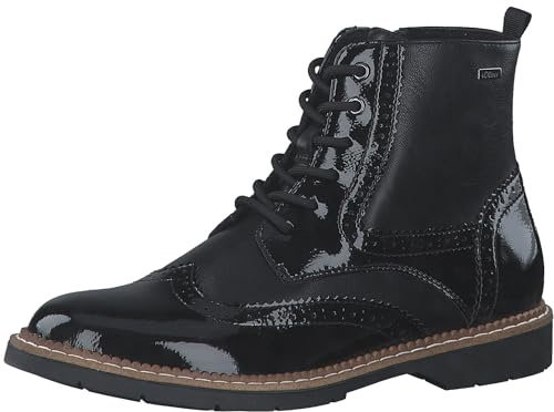 s.Oliver Bottes à lacets pour femme sans talon avec fermeture éclair élégantes, Noir/comb, 41 EU