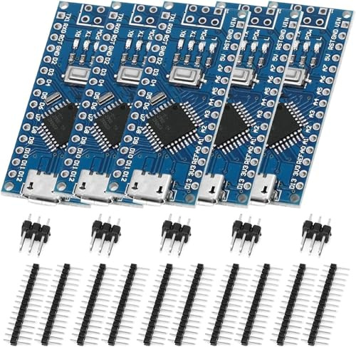 Nano Carte de développement Binghe 5 pièces Nano Carte de développement avec Chip CH340 Micro Interface 5V 16M Microcontrôleur Carte Barebones Compatible avec arduino Nano