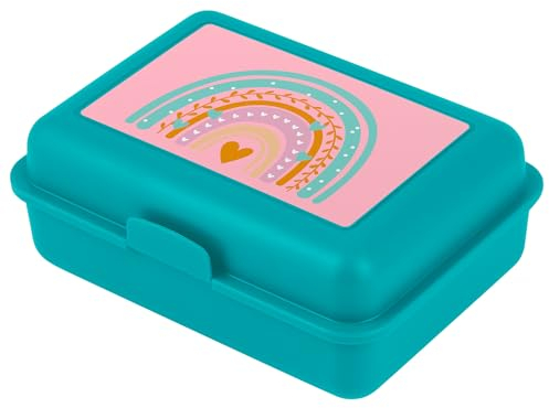 Baagl Contenitore per il pranzo per bambini per la scuola – Lunchbox per ragazze, ragazzi, asilo – Jausenbox, Brotzeitbox, Brotbox, Snackbox (Regenbogen Türkis)