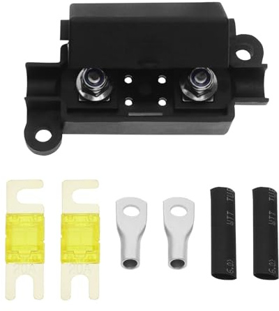 YINETTECH 1 Set Auto Sicherungshalter mit Kontermuttern Midi Sicherungen Ringklemmen Schrumpfschlauch für Motorräder Autos LKW Fahrzeuge Sicherheit Sicherungshalter 20A