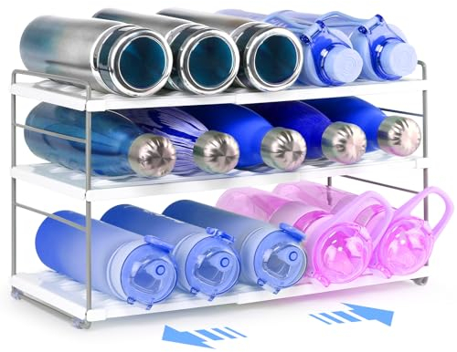 mepure Flaschen Organizer, Erweiterbar flaschenaufbewahrung, Verstellbare Becher Lagerung für Küche Organisation, 3 Tier Cup Veranstalter für Sportflasche isoliert Mug Kühlschrank, Weiß