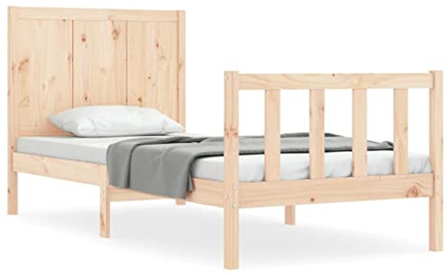 ZQQLVOO Bed Frame Lattenrost Palettenbett Bodenbett Massivholzbett mit Kopfteil