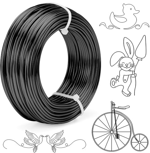12 Gauge Black Aluminum Craft Wire, 2mmX 100 Feet Sculpting Wire, Bendable Metal Craft Wire for Making Dolls Skeleton DIY Crafts Jewelry Making, Wire Weaving and Wrapping (Black, 12 Gauge)