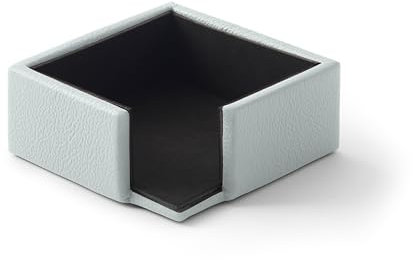 Eglooh - Atena - Notizzettel Box Echtes Leder Eis Blau - Zettelbox, Notizklotz, Zettelkasten für Schreibtisch und Büro - cm 11,2 x 11,2 x H.4,5 - Made in Italy