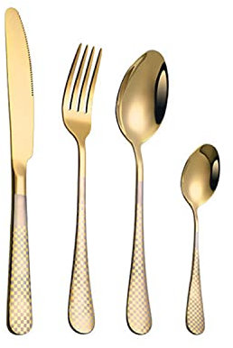 UHJKLA Couverts de Table en Acier Inoxydable carrés 24 pièces Couteau Fourchette Cuillère Coffret Cadeau Argenterie pour Cuisine Ensemble de Couverts portabl