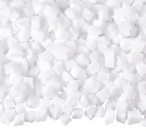 SOFPLATE 500Pcs Box Filler Foam Small Square Foam Blocks White 0.43 Inch Jelly Cube Block Mini Bead Craft Filling Accessories for Art Vase Filler Bean Bag Craft DIY Wedding Holiday Party Decoration