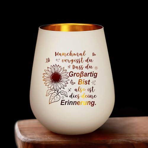 Geschenke für Frauen, Windlichter Geburtstagsgeschenk für Frauen zum Weihnachten, Inspirierende Windlicht Glas für Beste Freunde Mädchen Schwestern Kollegen (Weiß-14)