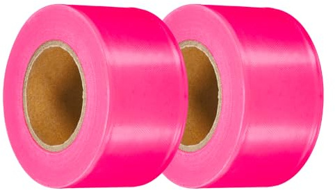 PATIKIL 2 Rouleaux De Ruban De Marquage Fluorescent Rose, 1.5 x 150 Pieds Sans Adhésif En PVC Néon Pour Marquage D'Arbres, Marquage De Sentiers