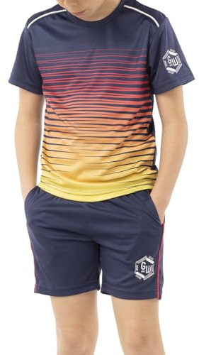 ALPHADVENTURE Sportset för barn, träningsoverall, kortärmad t-shirt och shorts från 6 till 14 år, UNIK/NAVY, 14