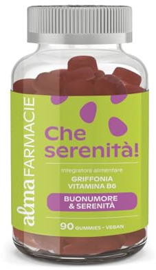 Che Serenità! Alma Farmacie 90 Gummies Vegan Buonumore | Caramelle gommose antistress per serotonina e benessere psicologico, con estratto di papavero. Senza coloranti artificiali.