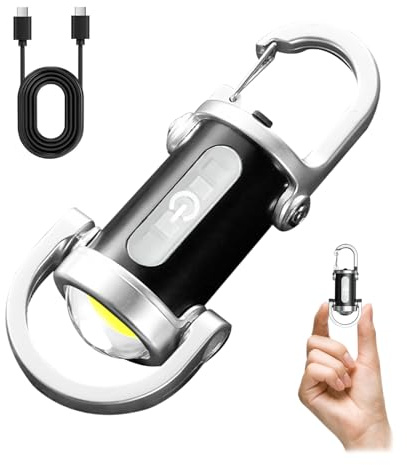 Gonggi 2 in 1 Keychain Flashlight, 1200LM Super Bright Rechargeable Keychains Light, Compact Waterproof Torch Light for Outdoor and Daily Use for Camping, Hiking, Emergency (Black, 1PCS)