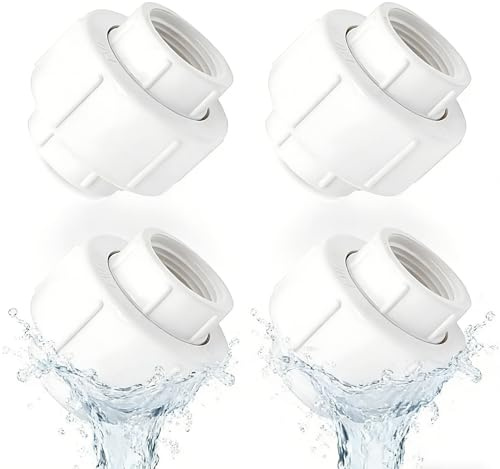 JUUJCH 3/4 inch PVC Female Thread Union,Connectors Female Thread Coupling Adapter,Coupling Furniture Grade,Fit for Water Systems,Pool,indoor Plumbing,4Pcs