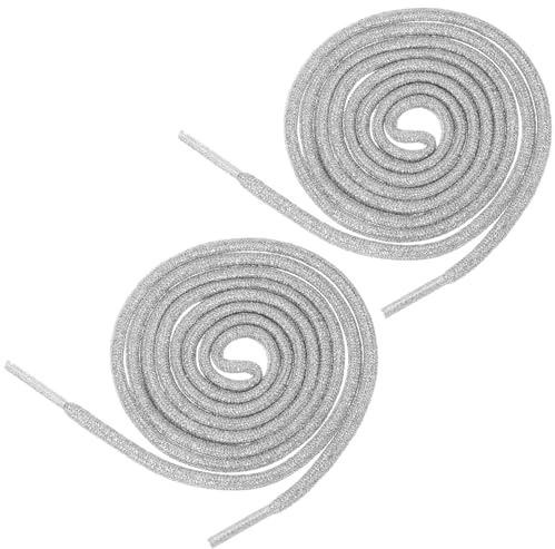 2 paia di lacci per scarpe glitterati metallizzati lucidi, stringhe per scarpe da ginnastica alla moda, lacci per scarpe da ginnastica e stivali, Argento, Taglia unica
