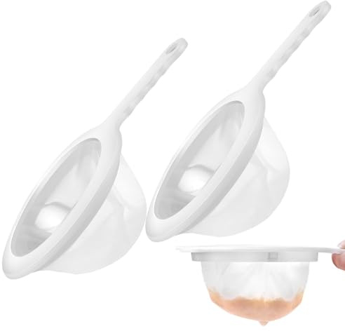 2 unidades de plástico para colador de plástico Kefir, colador de plástico, malla de nailon ultrafina, con mango antideslizante, adecuado para colar yogur, yogur y miel fino