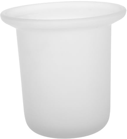 DECORNIJIA Porta Scopino WC Salvaspazio Bicchiere Antiscivolo in Vetro Bianco Supporto Pratico e Resistente per Bagno e Casa per Spazzola Toilette