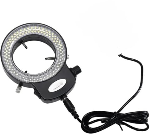 Microscope Accessories Kit Adjustable 6500K 144 LED Ring Light Lamp For Industrial Stereo Microscope Camera Microscope Slides(Black)