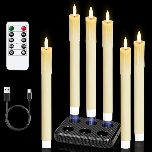 Eldnacele Velas LED con temporizador, juego de 6 unidades con diseño de cera antigoteo