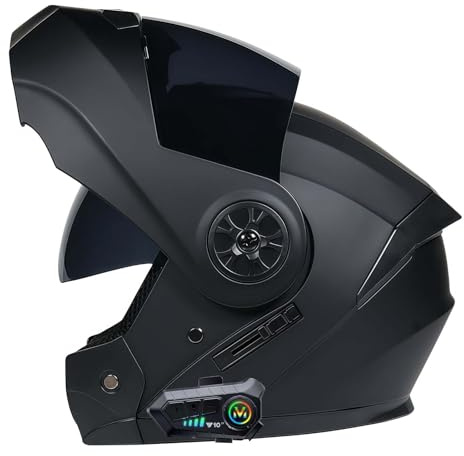 Casco de Motocicleta Modular con Bluetooth, abatible hacia Arriba, Casco Integral para Motocicleta con Visera antivaho Doble, Cascos integrales con luz aprobada por ECE