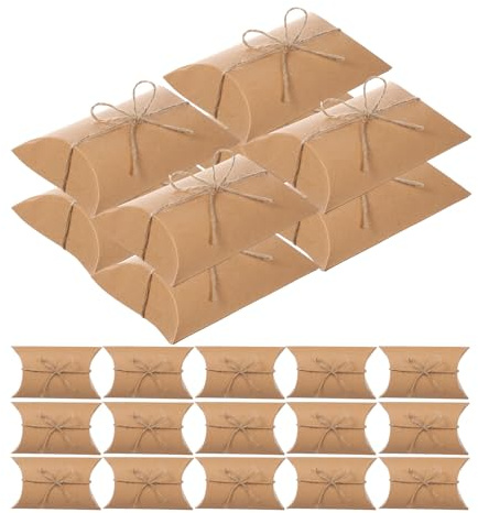 Cajas de Almohada Kraft Marrones de Papel con Cordel, 50 Piezas