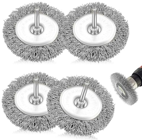 Rotary Steel Wire Wheel Brush, 4 Pcs 100mm Wire Brushes Drills Wheel Cup Brush Metal Brushes for Drill for Rust Removal Polishing Paint Weld Cleaning