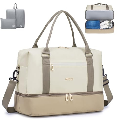 SPAHER Bolsa de Viaje 45x36x20 EasyJet Equipaje de Mano Bolsa de Deporte Mujer con Compartimento de Zapatos Bolsa de Gimnasio Grande Impermeable Bolsas de Fin Semana Mujer Gym Bag Cabin Duffle Bag