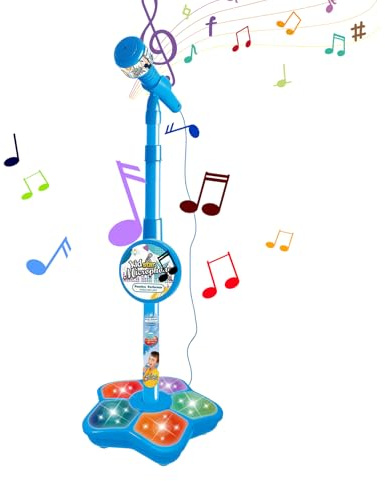Micrófono de karaoke para niños - soporte de altura ajustable, micrófono de canto | Juega de música de conexión inteligente, juguete de entretenimiento iluminado, equipo de rendimiento escénico, fiest