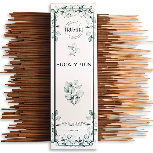 Eucalyptus Incense Sticks - Pack of 100 Insence-Sticks - Inciensos Aromaticos Made with Natural Essential Oil - Scented Insense Non Toxic Inscents