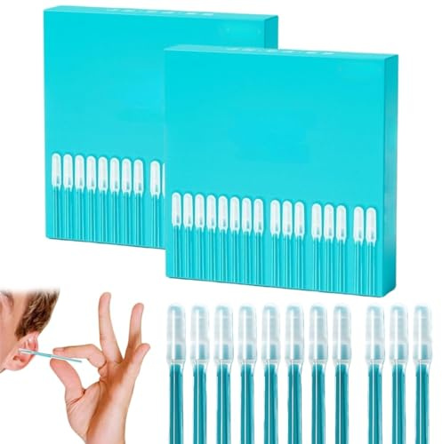 Earwax Removal Adhesive Swabs, Sticky Ears Cleaning Sticks – Gentle, Reusable Ear Wax Removal Tools with Dust Cover Packaging, Adhesive Ear Cleaning Sticks for All Ages(S-48pcs)