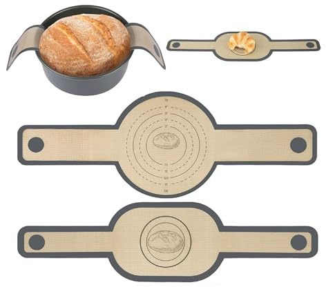2 stycken bakmattor i silikon för holländsk ugn, återanvändbar silikonbakmatta bröd med långa handtag, bakunderlägg, för brödgryta, deg, ugn
