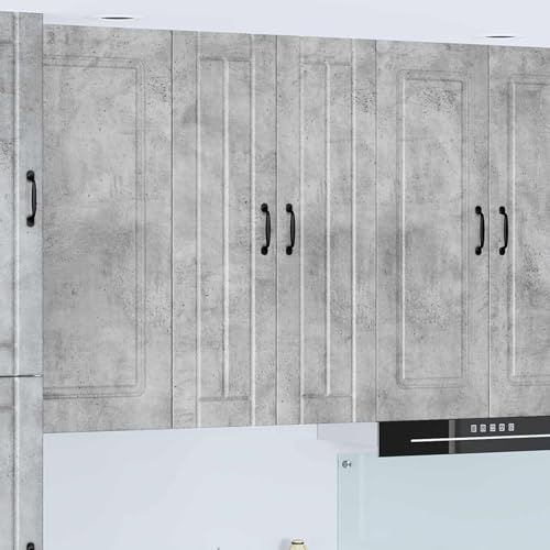 Teenpull Küchenschrank Beton Grau 60x31x100 cm, Holzwerkstoff, Langlebiger Vorratsschrank mit Schiebetüren, Modernes Design für Küche & Esszimmer, Praktische Aufbewahrung