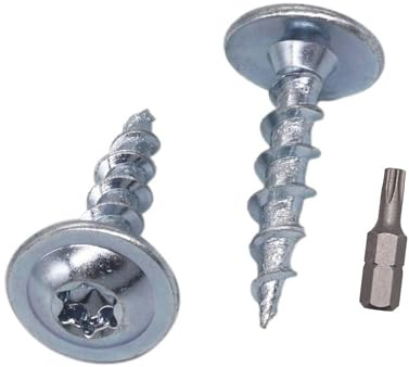SKIR'CO (200 pièces) Vis à bois et à métaux en acier zingué, 4,2 x 25 mm, tête plate, tête Torx large, autotaraudeuses