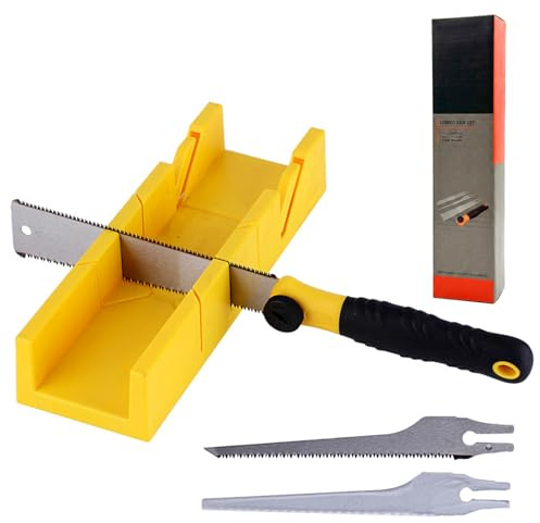 4-teiliges Gehrungslade-Set mit Japansäge – Präzisions-Schneidlade für Winkelschnitte 45°, 90°, 135° in Holz, Kunststoff & MDF – Inklusive 3 Wechselblättern für Holz, Metall & Gipskarton