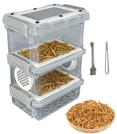 Kit de Cría de de la Harina - Contenedor Estable de Múltiples Capas con Filtro Transpirable - Hábitat para Cría de Pequeños Animales,para Reptiles, Anfibios, Proyectos Escolares, Actividades al Aire L