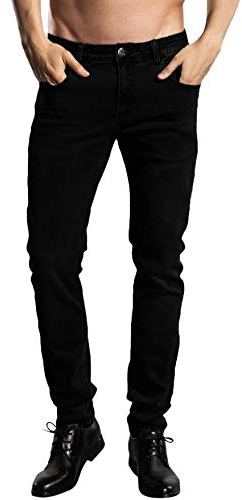ZLZ Slim Fit Jeans, Men's Younger-Looking Fashionable Colorful Comfy Stretch Skinny Fit Denim Jeans, Black Jeans Pants for Men Size 32