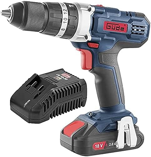 Güde 58504 BSB 18-201-30K sladdlös slagborr (18 V E³ batterisystem, 16 vridmomentnivåer, 2 Ah litiumbatteri)
