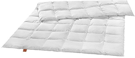 sleepling Premium Luxus Daunendecke aus 100% neuen silberweißen Gänsedaunen warm (700 gr. Füllgewicht), 135 x 200 cm, weiß