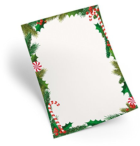 Briefpapier Weihnachten, 25 Blatt: Weihnachtliches Papier zum Schreiben, Einladung, Bastelpapier Set, Schreibpapier Edel, Weihnachtsbriefpapier Tischdeko, Brief Bedruckbar, Rot, Grün, Weiß, DIN A4