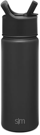 Simple Modern Kids Water Bottle with Straw| Leak Proof Insulated Stainless Steel Bottle for Girls, Boys | Summit Collection | 530ml | Midnight Black