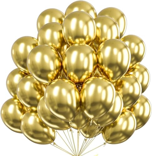 50x Luftballons gold metallic - Ø 35 cm für Geburtstag & Hochzeit & Party & Kindergeburtstag - Luft & Helium als Dekoration