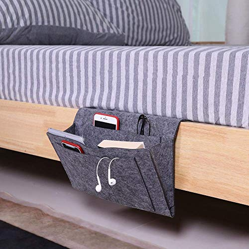 Aufbewahrungstasche Bett Nachdenklich Schlafzimmer Filz Hängetasche Bettgitter Hängebehälter TV Fernbedienung Halter für Kinderheim Schlafwagen Etagenwagen Kinderwagen