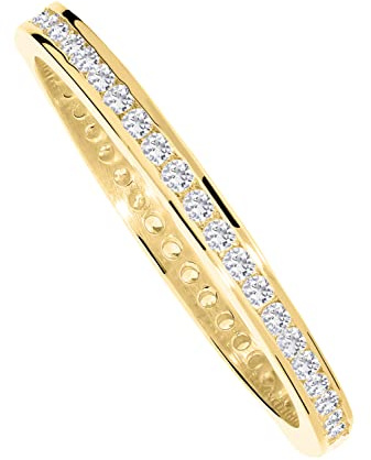 My Gold Damen Goldring Gold 333 Mit Zirkonia Echtes Gelbgold (8 Karat) Zart 3mm Damenringe Ewigkeitsring Cora MOD-07950