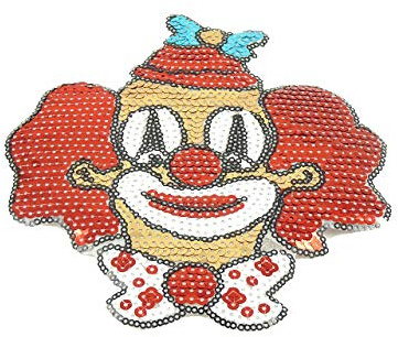 Bügelbild Pailletten Clown 16x18 cm Köln Clownkopf Karneval Kostüme