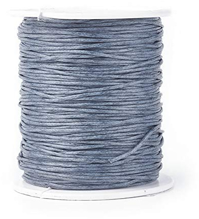 UR URLIFEHALL Cordoncino di cotone cerato per macramè, 90 m x 1 mm, per la creazione di gioielli e artigianato in pelle, colore grigio, 90 m x 1 mm