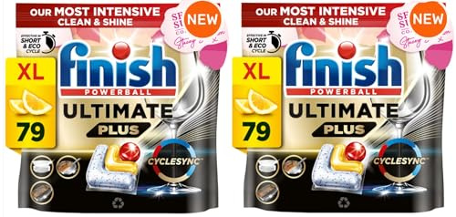 Finish Powerball Quantum Ultimate Lemon Sparkle Geschirrspüler, 2er Pack (2 x 70 Tabletten)