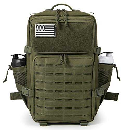 QT&QY Military Tactical Backpacks For Men Molle Daypack 45L Large 3 Day Bug Out Bag Hiking Rucksack With Bottle Holder