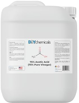 Industrial-Grade 75% Concentration Acetic Acid by DIY Chemicals – Multipurpose Concentrated Vinegar for Rust Removal, Cleaning- Made in USA, 5-Gallon (640 fl oz)