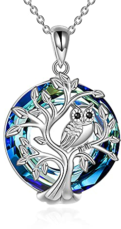 YAFEINI Eule Halskette für Damen 925 Sterling Silber Baum des Lebens Eule Anhänger Halsketten Schmuck Geschenke für Mama Frauen Mädchen Eulenliebhaber